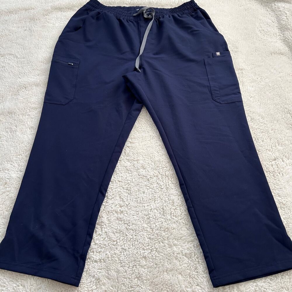 NWT FIGS High-Waisted Dowa Relaxed Straight Leg Scrub Pants 3XLP Navy Medical - Picture 2 of 6